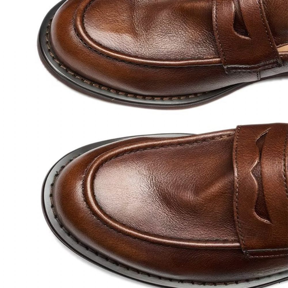 Mocassins Pour Hommes Modish Slip On Penny Loafers - Café