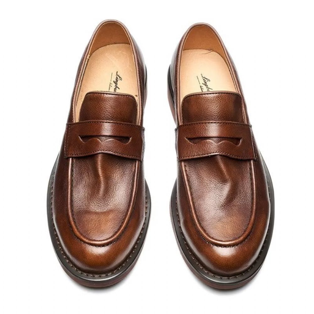 Mocassins Pour Hommes Modish Slip On Penny Loafers - Café