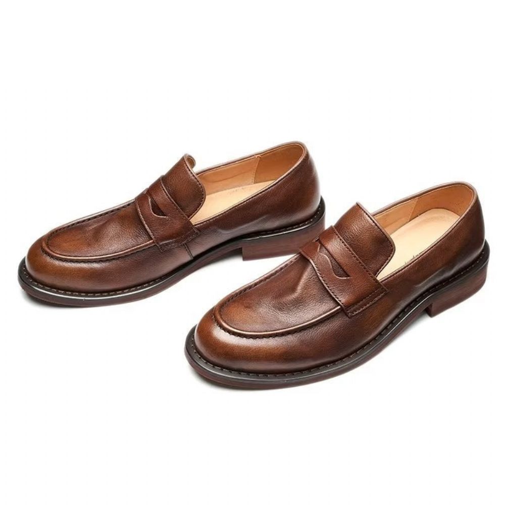 Mocassins Pour Hommes Modish Slip On Penny Loafers - Café