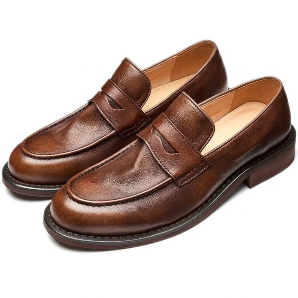 Mocassins Pour Hommes Modish Slip On Penny Loafers - Café