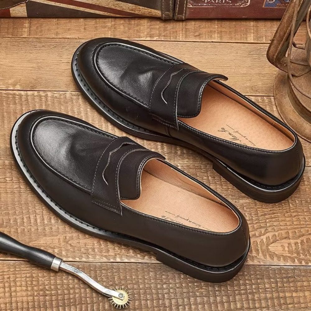 Mocassins Pour Hommes Modish Slip On Penny Loafers - Noir