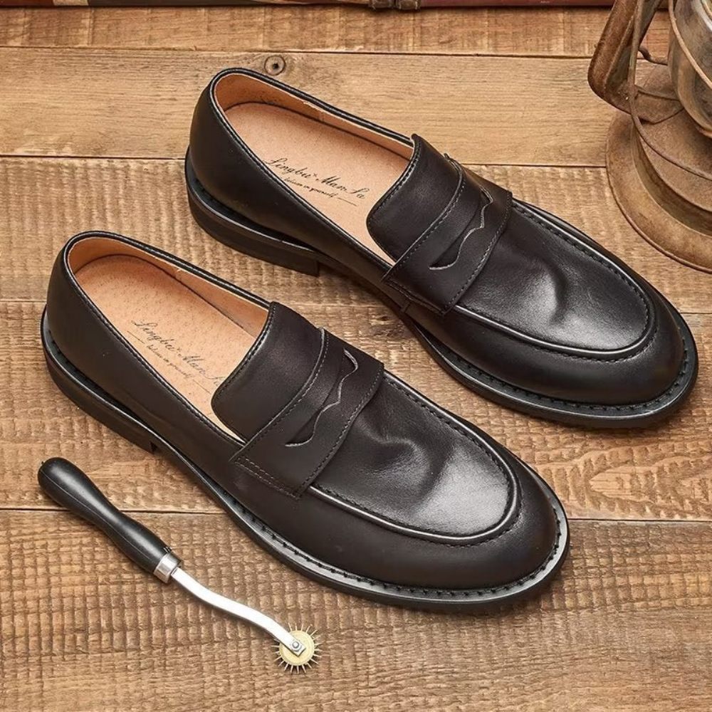 Mocassins Pour Hommes Modish Slip On Penny Loafers - Noir