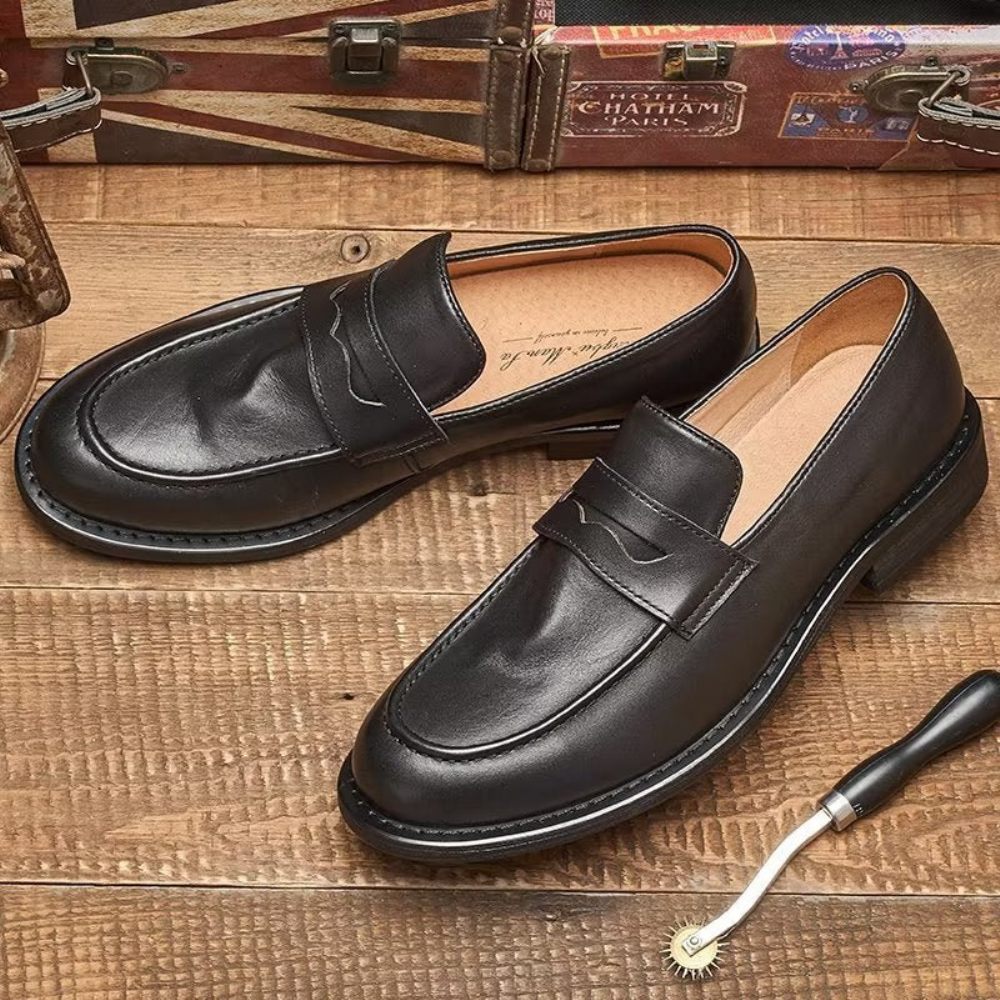 Mocassins Pour Hommes Modish Slip On Penny Loafers - Noir