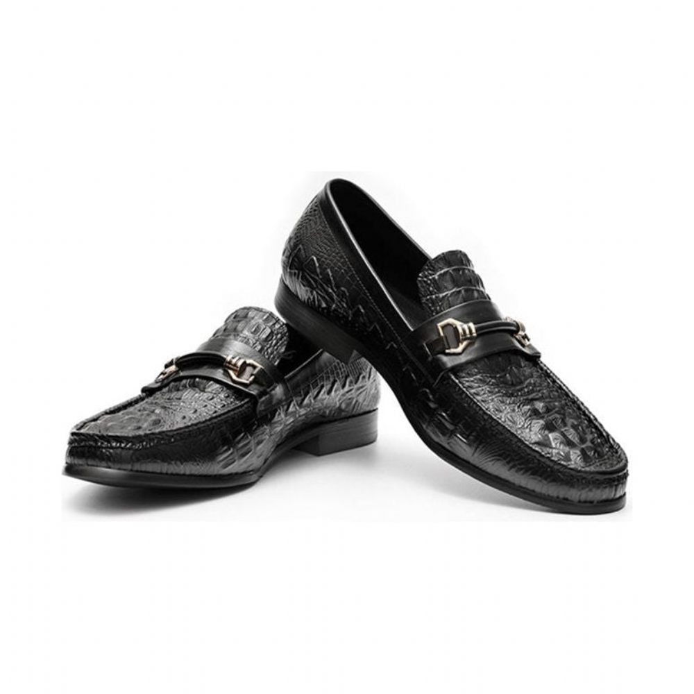 Mocassins Pour Hommes Oxford Cuir Exotique - Noir