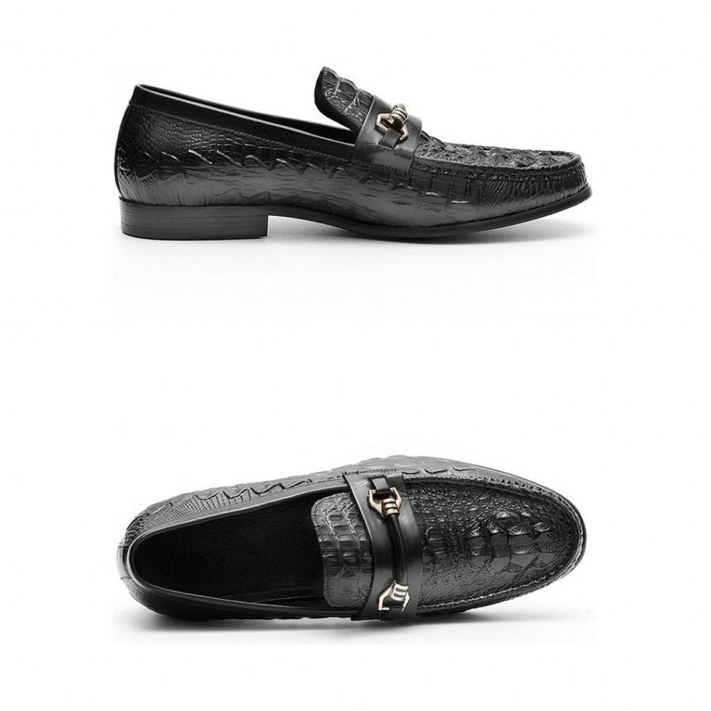 Mocassins Pour Hommes Oxford Cuir Exotique - Noir