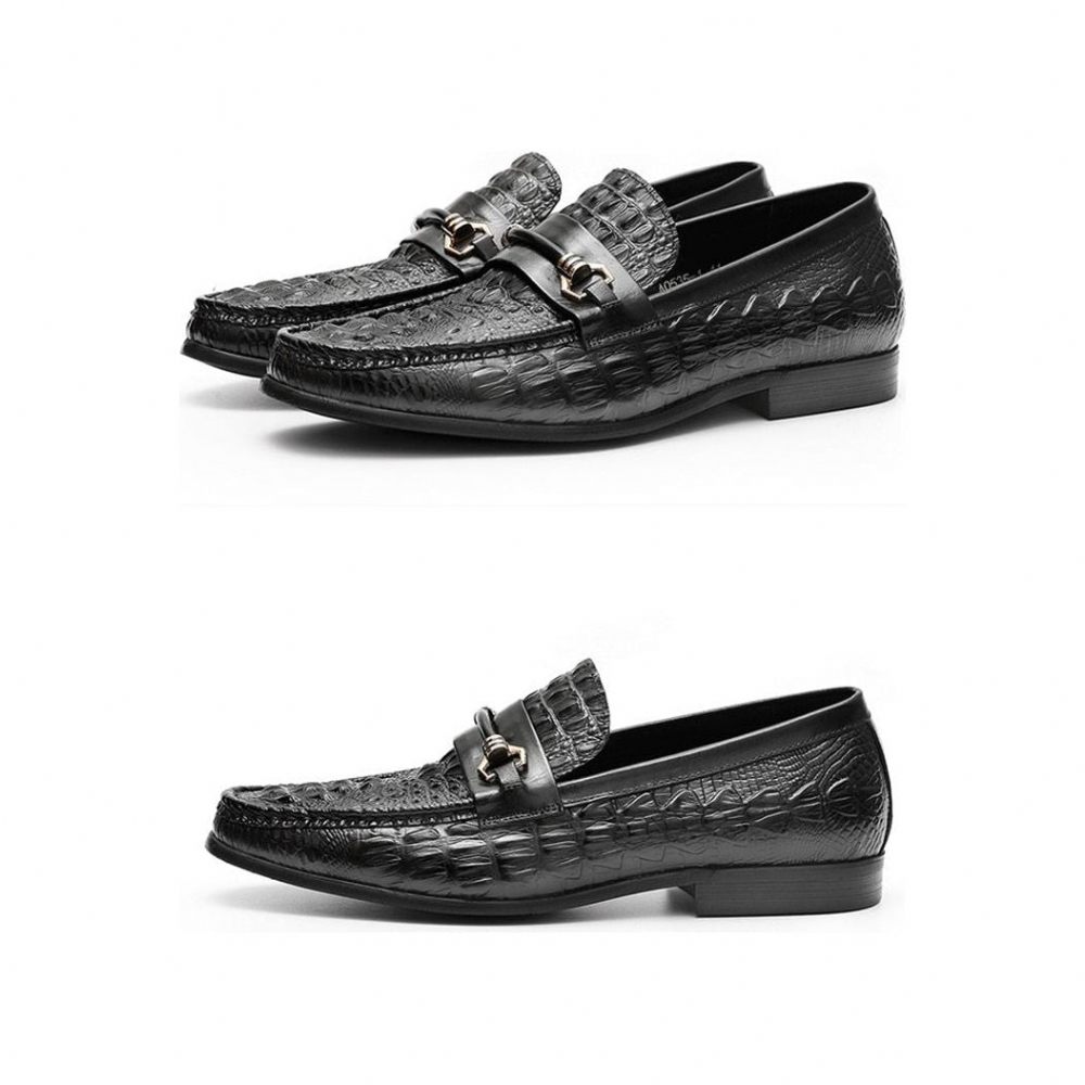 Mocassins Pour Hommes Oxford Cuir Exotique - Noir