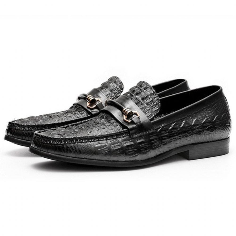 Mocassins Pour Hommes Oxford Cuir Exotique - Noir