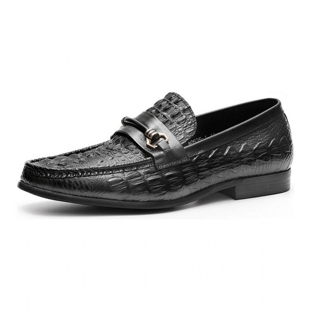 Mocassins Pour Hommes Oxford Cuir Exotique - Noir