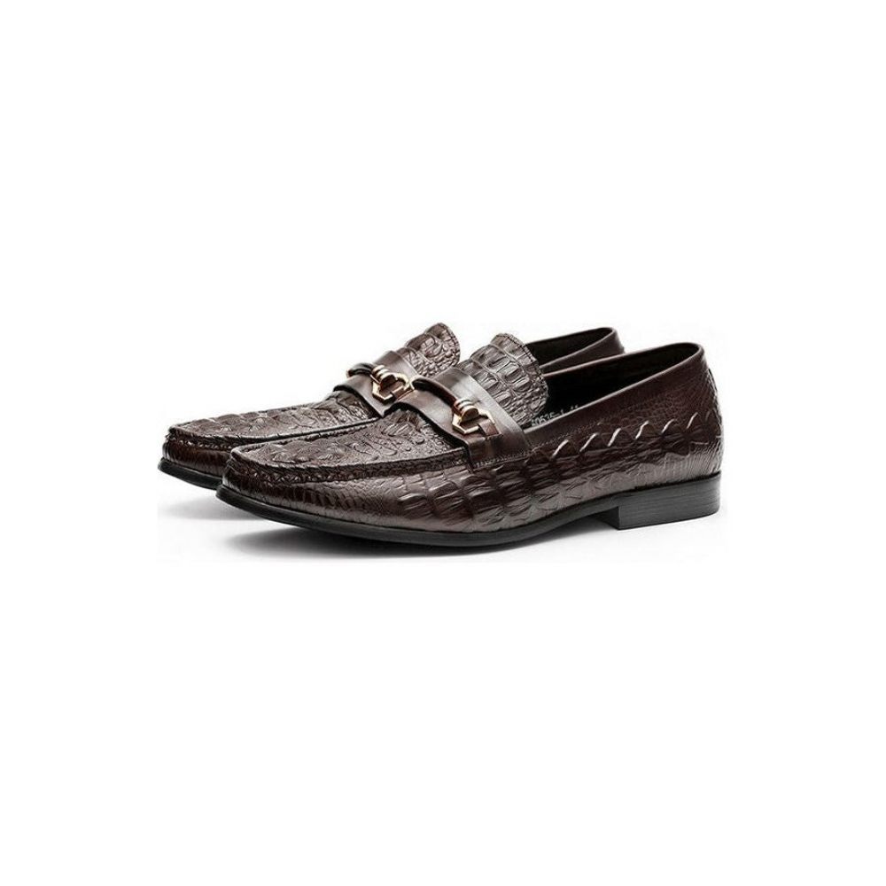 Mocassins Pour Hommes Oxford Cuir Exotique - Café