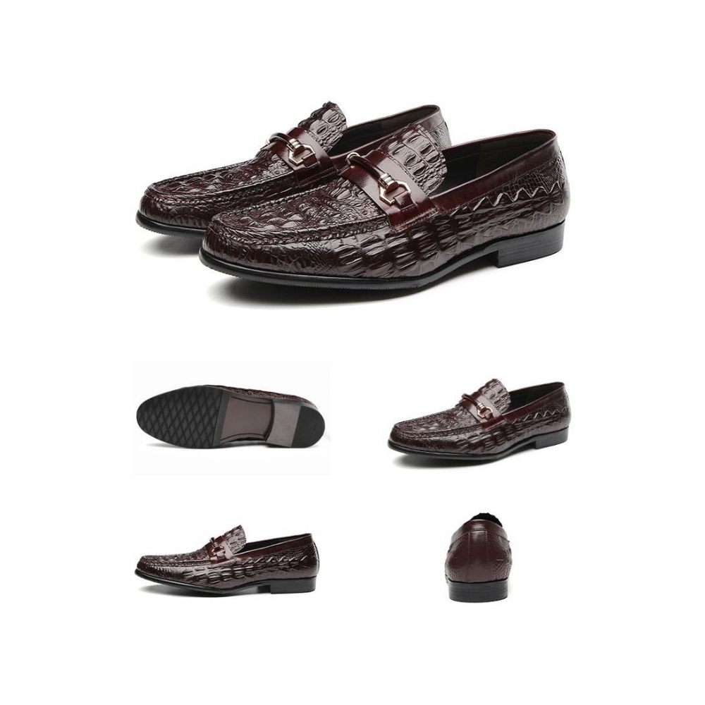 Mocassins Pour Hommes Oxford Cuir Exotique - Café