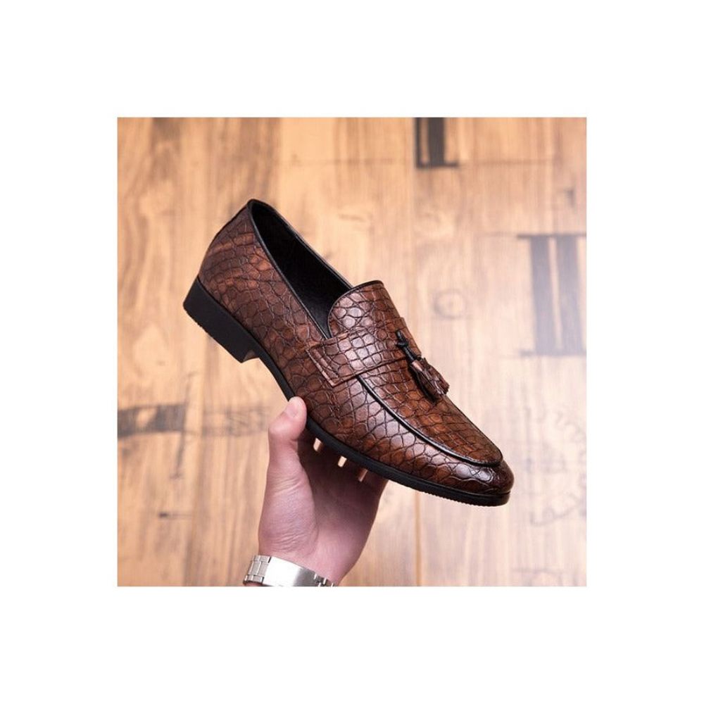 Mocassins Pour Hommes Oxford Exotiques Lavish Croctassel - Café