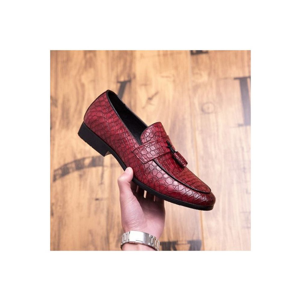 Mocassins Pour Hommes Oxford Exotiques Lavish Croctassel - Rouge