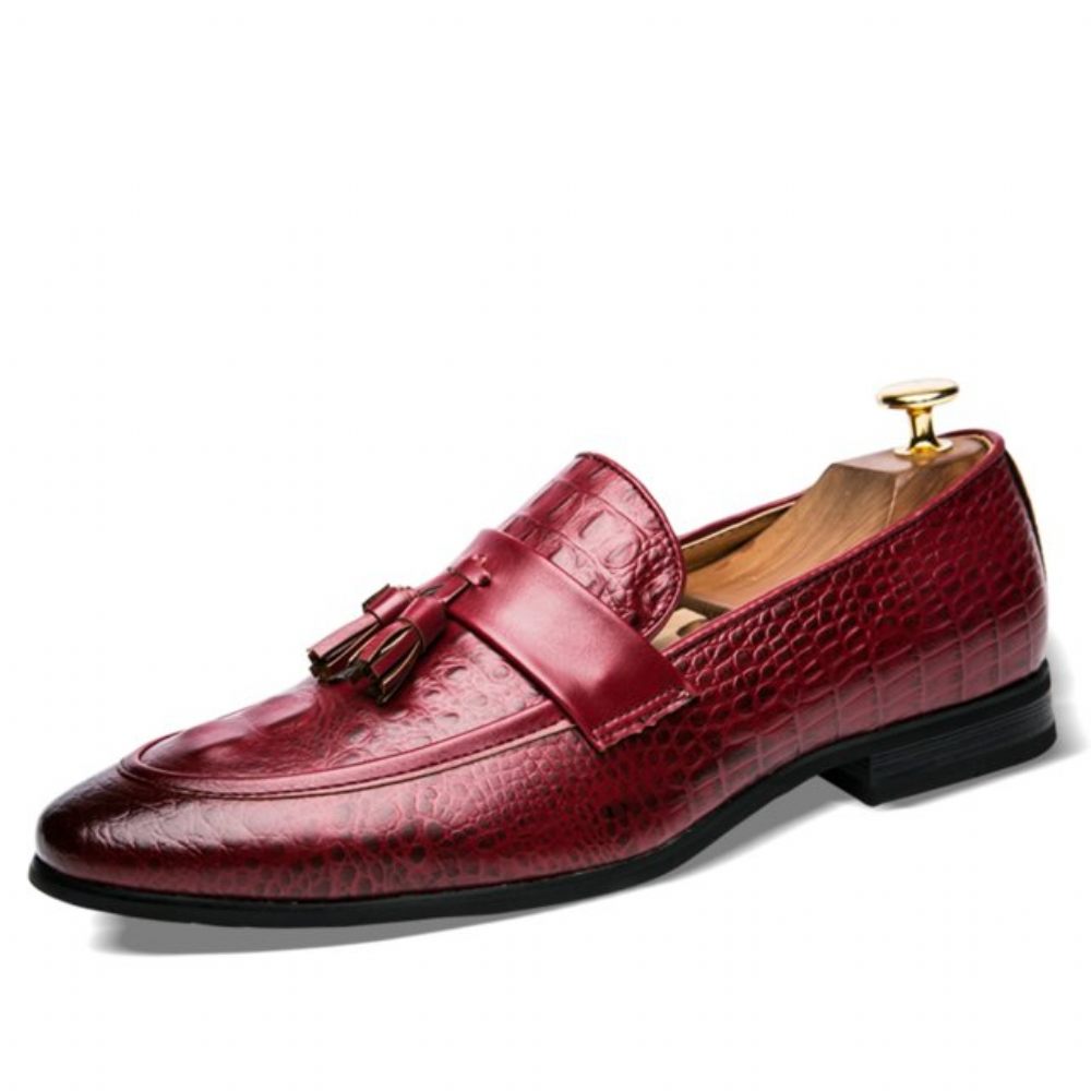 Mocassins Pour Hommes Oxford Exotiques Lavish Croctassel - Rouge