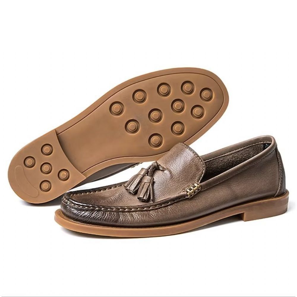 Mocassins Pour Hommes À Pampilles Relief Chic - Marron