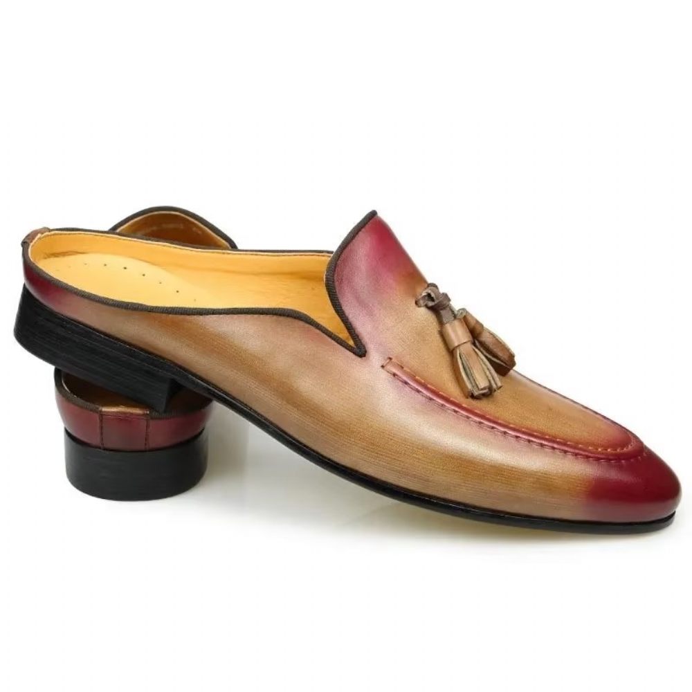 Mocassins Pour Hommes Pantoufles D'affaires Luxe Cuir Faites À La Main - Rose