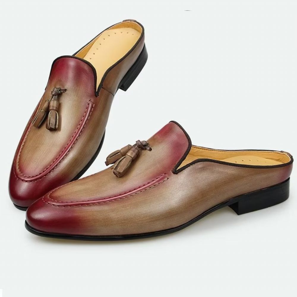 Mocassins Pour Hommes Pantoufles D'affaires Luxe Cuir Faites À La Main - Rose