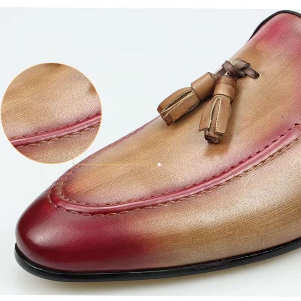 Mocassins Pour Hommes Pantoufles D'affaires Luxe Cuir Faites À La Main - Rose