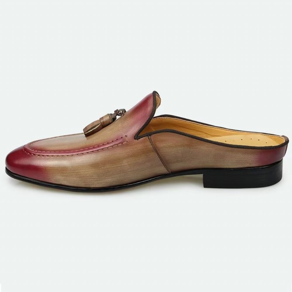 Mocassins Pour Hommes Pantoufles D'affaires Luxe Cuir Faites À La Main - Rose