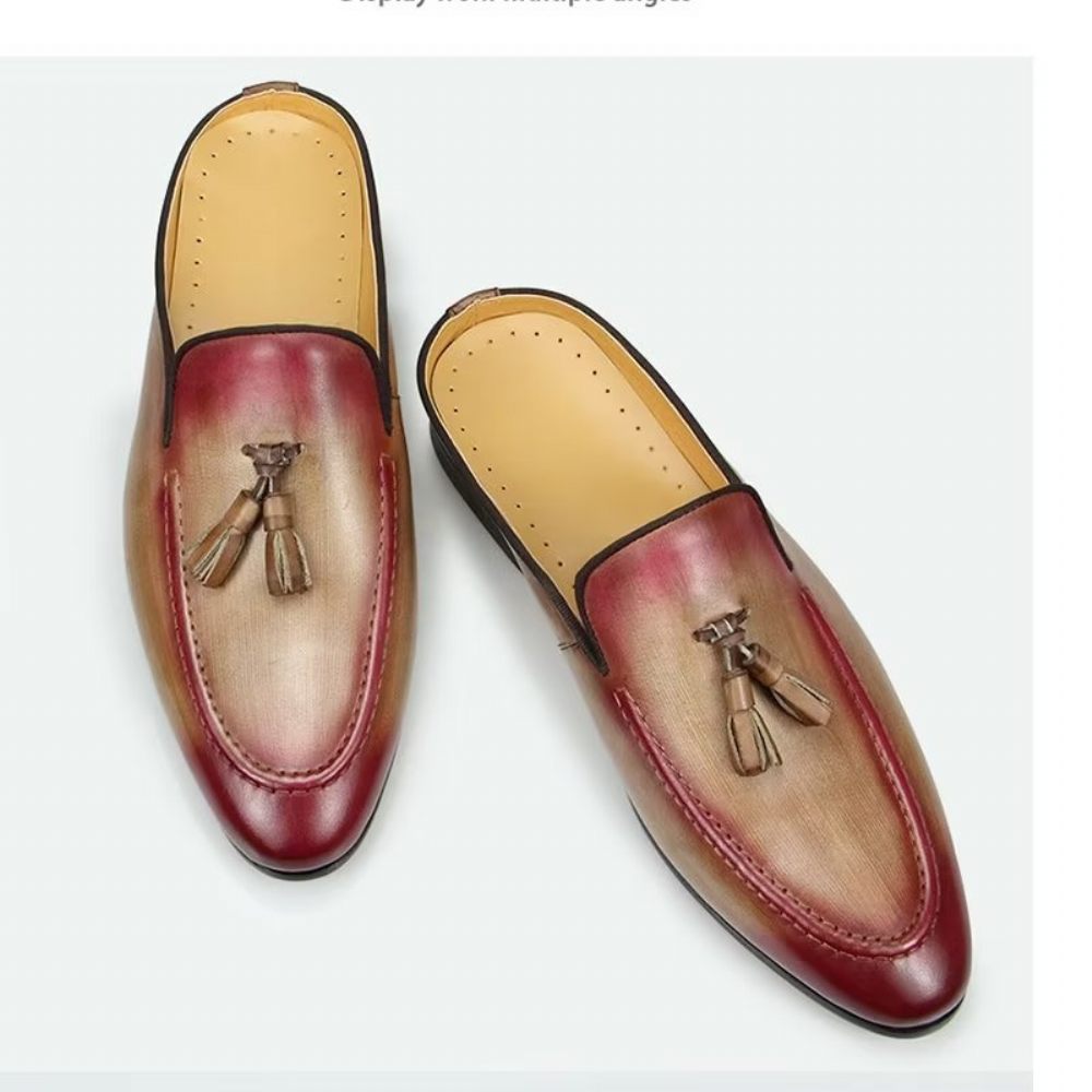 Mocassins Pour Hommes Pantoufles D'affaires Luxe Cuir Faites À La Main - Rose