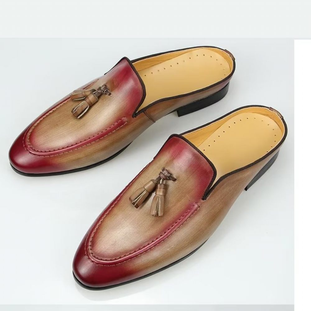 Mocassins Pour Hommes Pantoufles D'affaires Luxe Cuir Faites À La Main - Rose