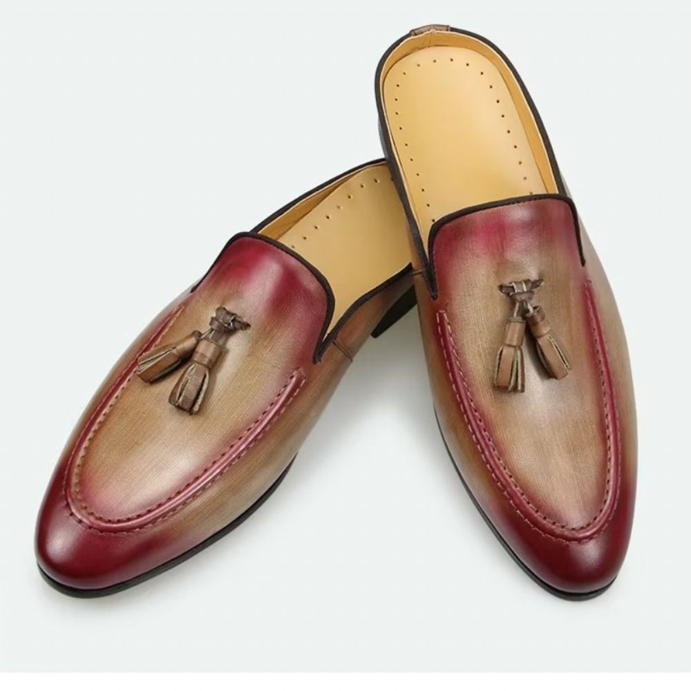 Mocassins Pour Hommes Pantoufles D'affaires Luxe Cuir Faites À La Main - Rose