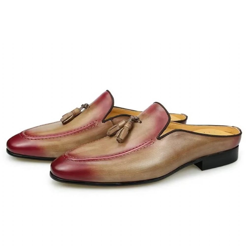 Mocassins Pour Hommes Pantoufles D'affaires Luxe Cuir Faites À La Main - Rose