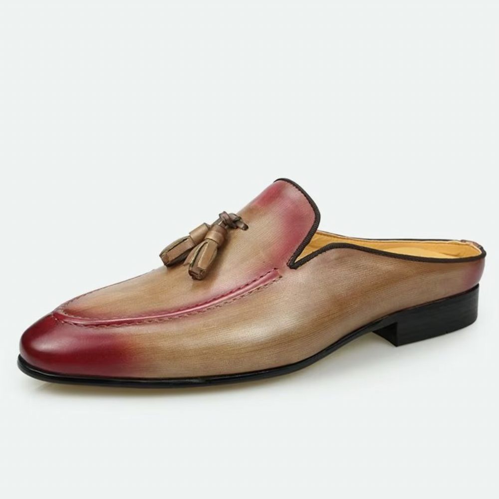 Mocassins Pour Hommes Pantoufles D'affaires Luxe Cuir Faites À La Main - Rose