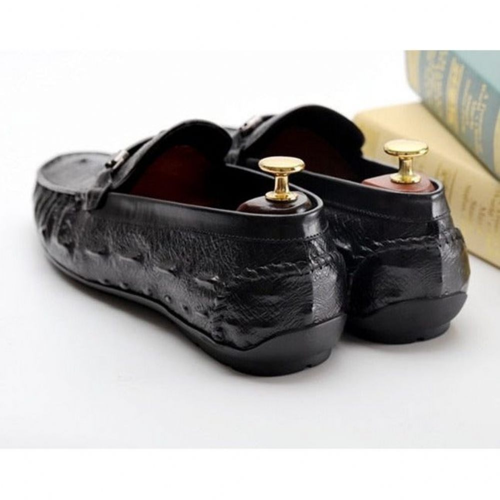 Mocassins Pour Hommes Richelieu Cuir Croctex Luxe - Noir