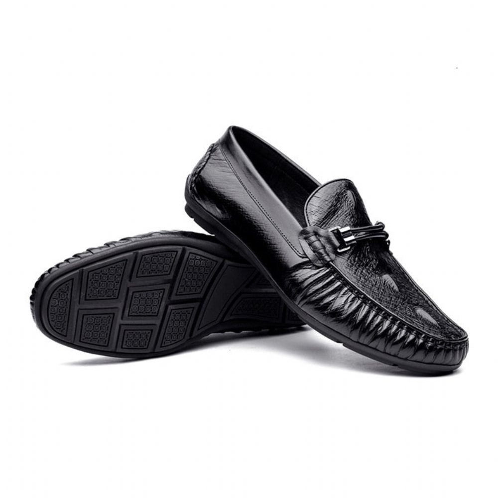 Mocassins Pour Hommes Richelieu Cuir Croctex Luxe - Noir