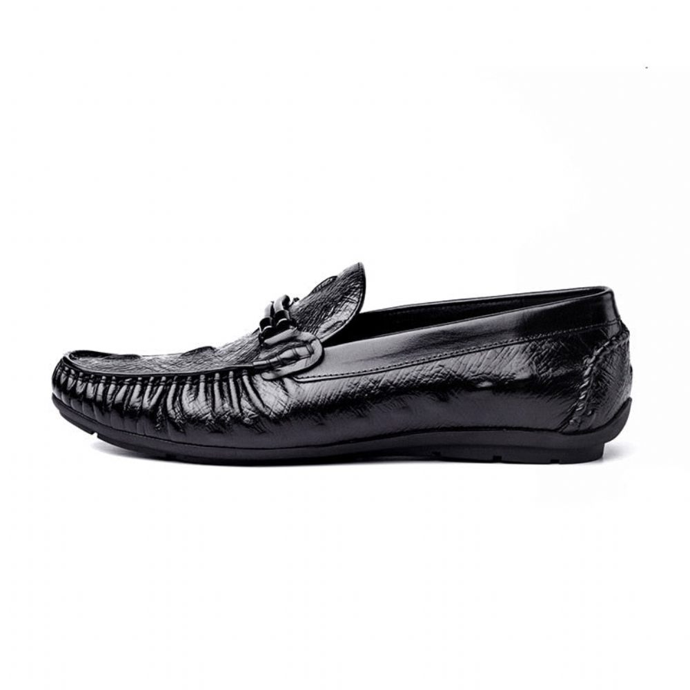 Mocassins Pour Hommes Richelieu Cuir Croctex Luxe - Noir