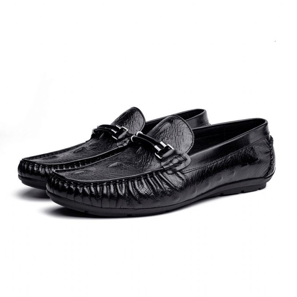 Mocassins Pour Hommes Richelieu Cuir Croctex Luxe - Noir