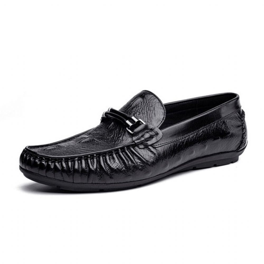 Mocassins Pour Hommes Richelieu Cuir Croctex Luxe - Noir