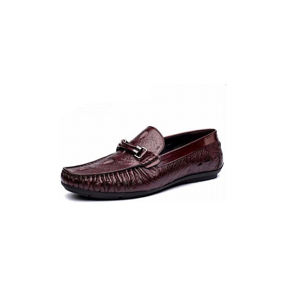 Mocassins Pour Hommes Richelieu Cuir Croctex Luxe - Rouge