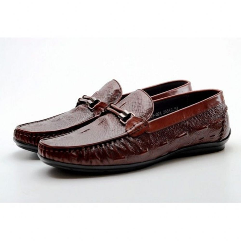 Mocassins Pour Hommes Richelieu Cuir Croctex Luxe - Rouge