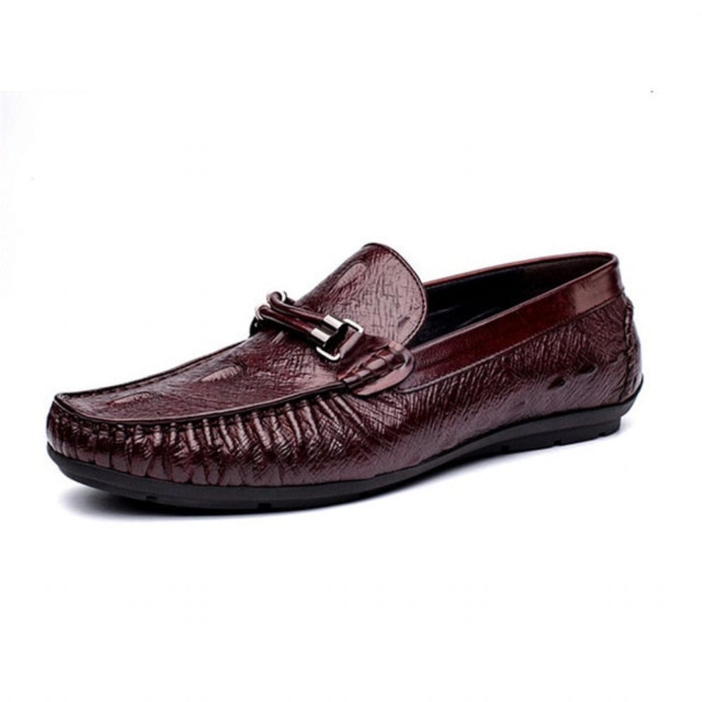 Mocassins Pour Hommes Richelieu Cuir Croctex Luxe - Rouge