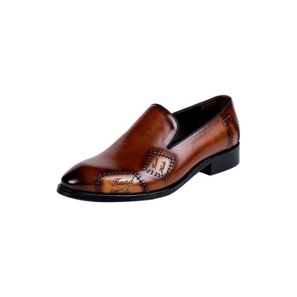 Mocassins Pour Hommes Richelieu À Enfiler Cuir Exotic Boss - Café