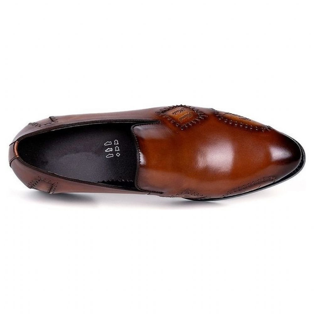 Mocassins Pour Hommes Richelieu À Enfiler Cuir Exotic Boss - Café