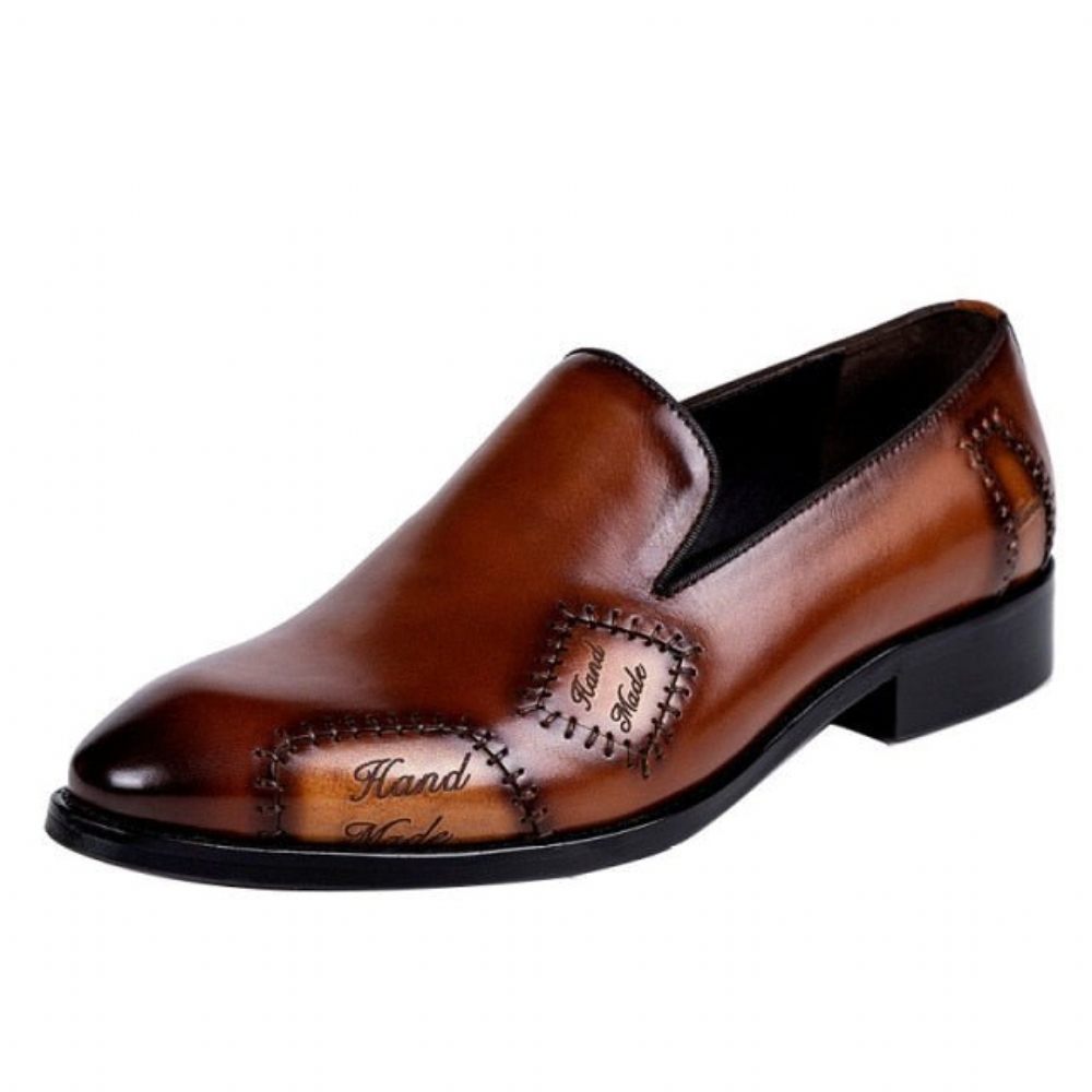 Mocassins Pour Hommes Richelieu À Enfiler Cuir Exotic Boss - Café