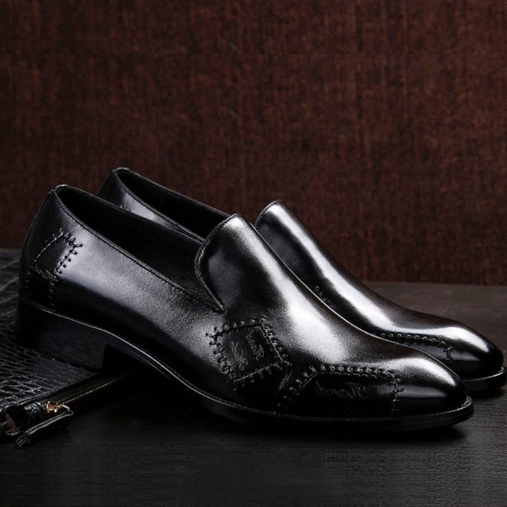 Mocassins Pour Hommes Richelieu À Enfiler Cuir Exotic Boss - Noir