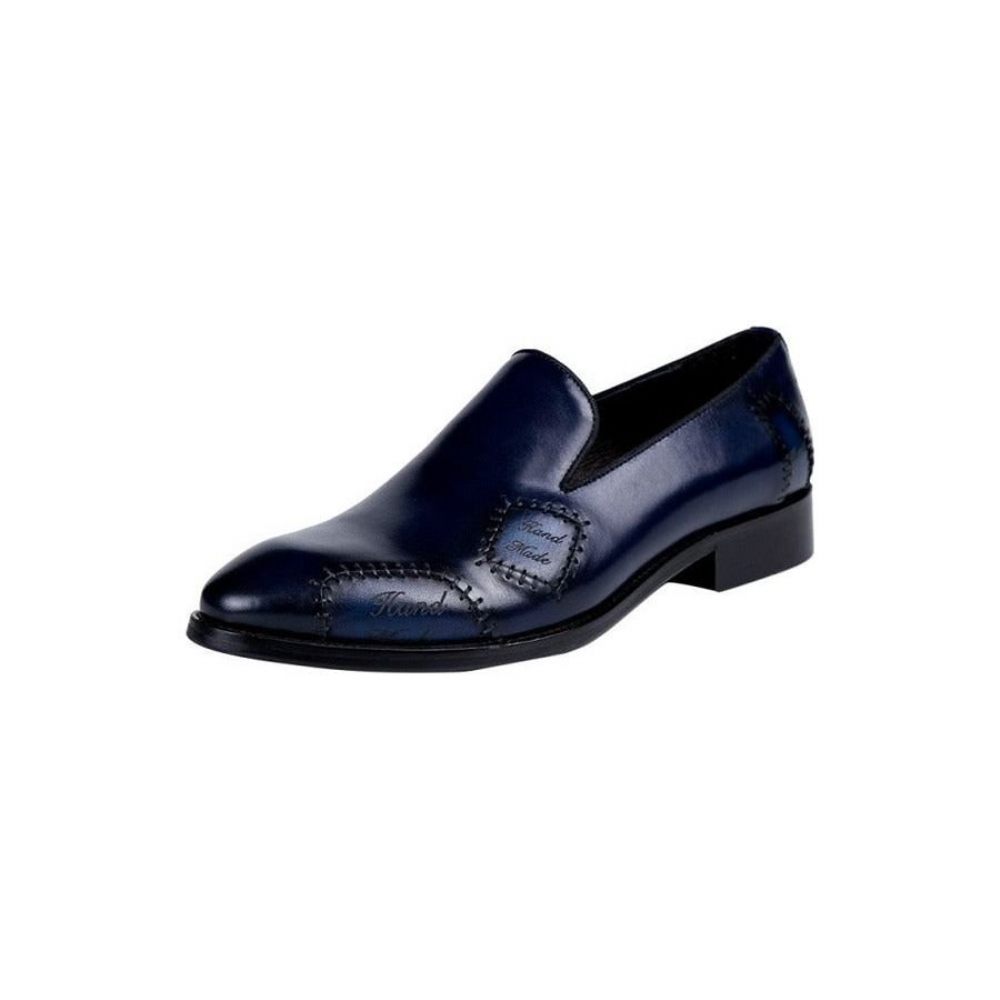 Mocassins Pour Hommes Richelieu À Enfiler Cuir Exotic Boss - Bleu