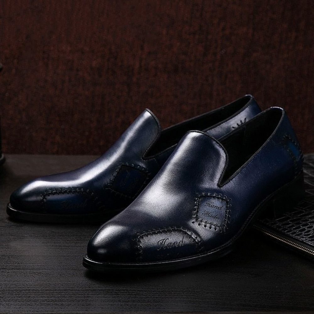 Mocassins Pour Hommes Richelieu À Enfiler Cuir Exotic Boss - Bleu