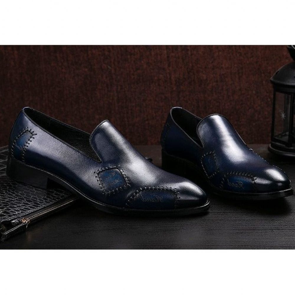 Mocassins Pour Hommes Richelieu À Enfiler Cuir Exotic Boss - Bleu