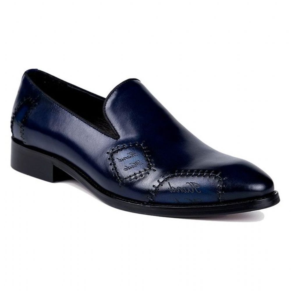 Mocassins Pour Hommes Richelieu À Enfiler Cuir Exotic Boss - Bleu