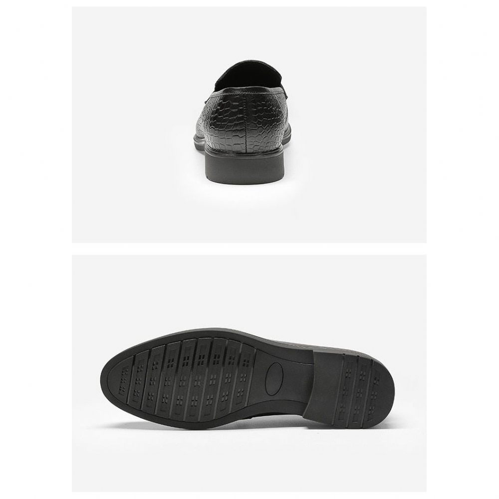 Mocassins Pour Hommes Richelieu À Enfiler Cuir Exotique - Noir