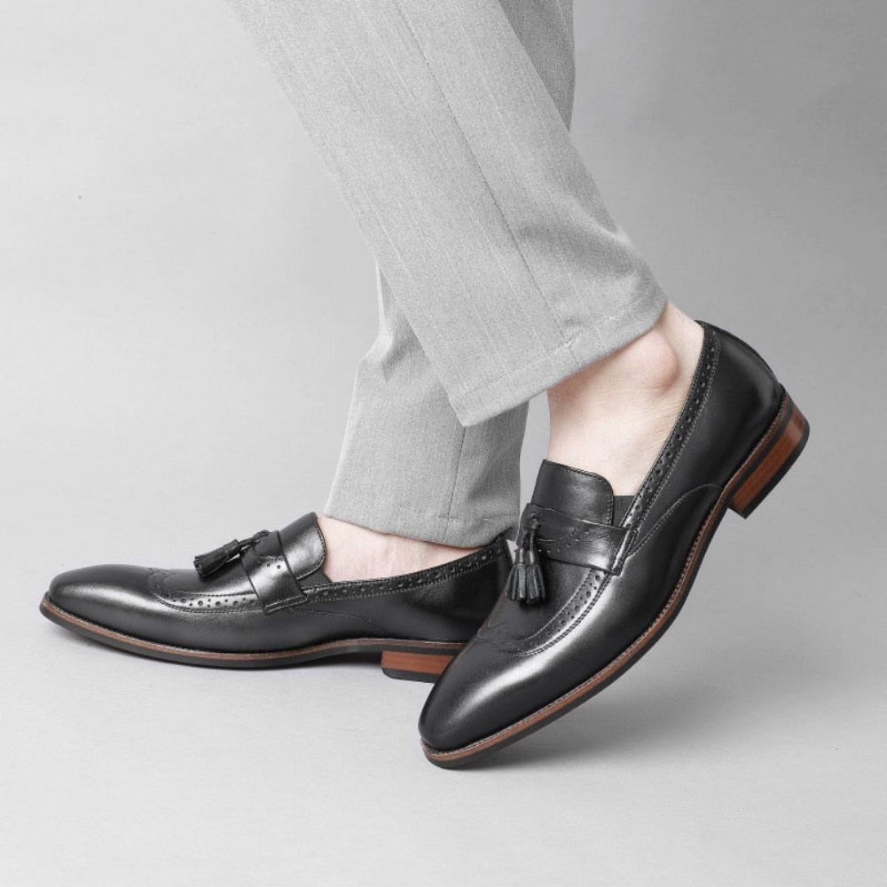 Mocassins Pour Hommes Richelieu À Enfiler Exotiques - Noir