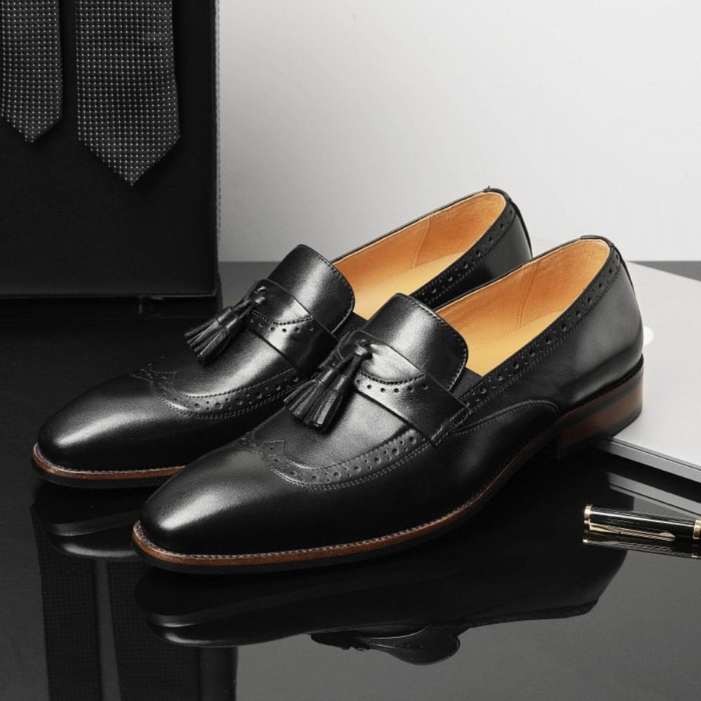 Mocassins Pour Hommes Richelieu À Enfiler Exotiques - Noir