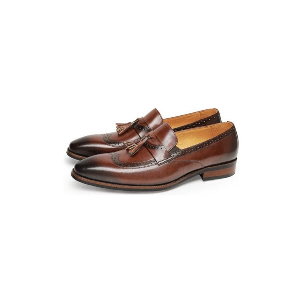 Mocassins Pour Hommes Richelieu À Enfiler Exotiques - Marron