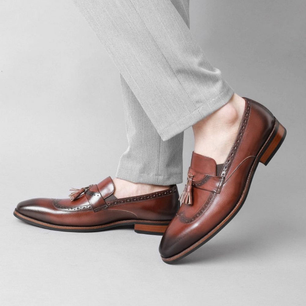 Mocassins Pour Hommes Richelieu À Enfiler Exotiques - Marron