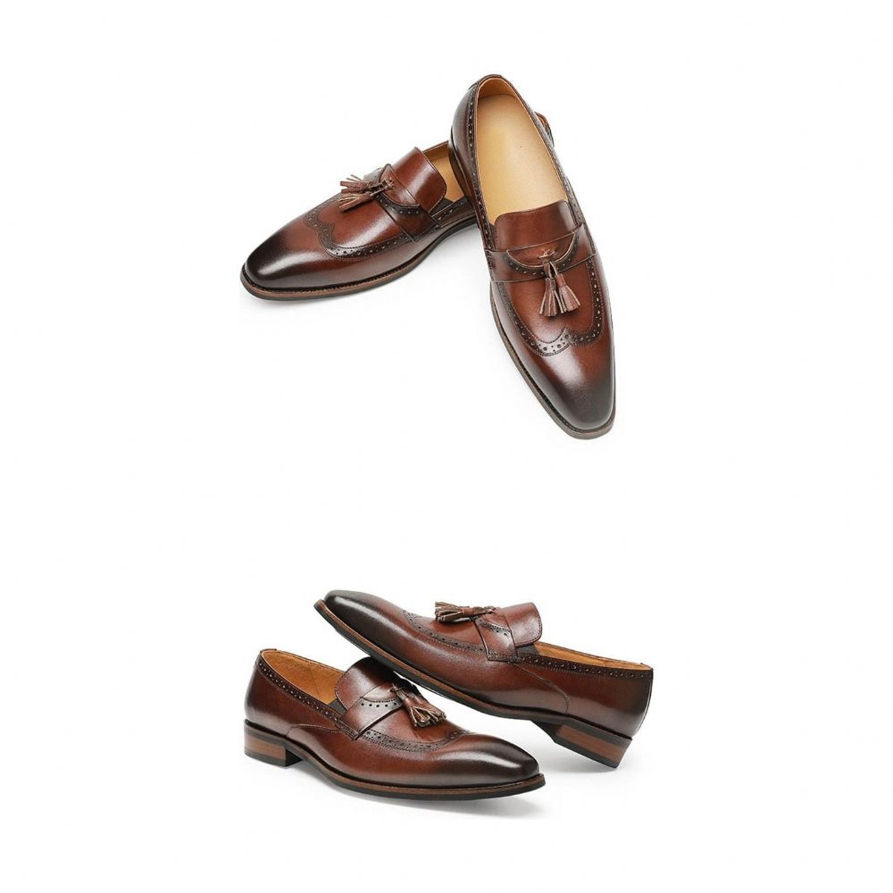 Mocassins Pour Hommes Richelieu À Enfiler Exotiques - Marron