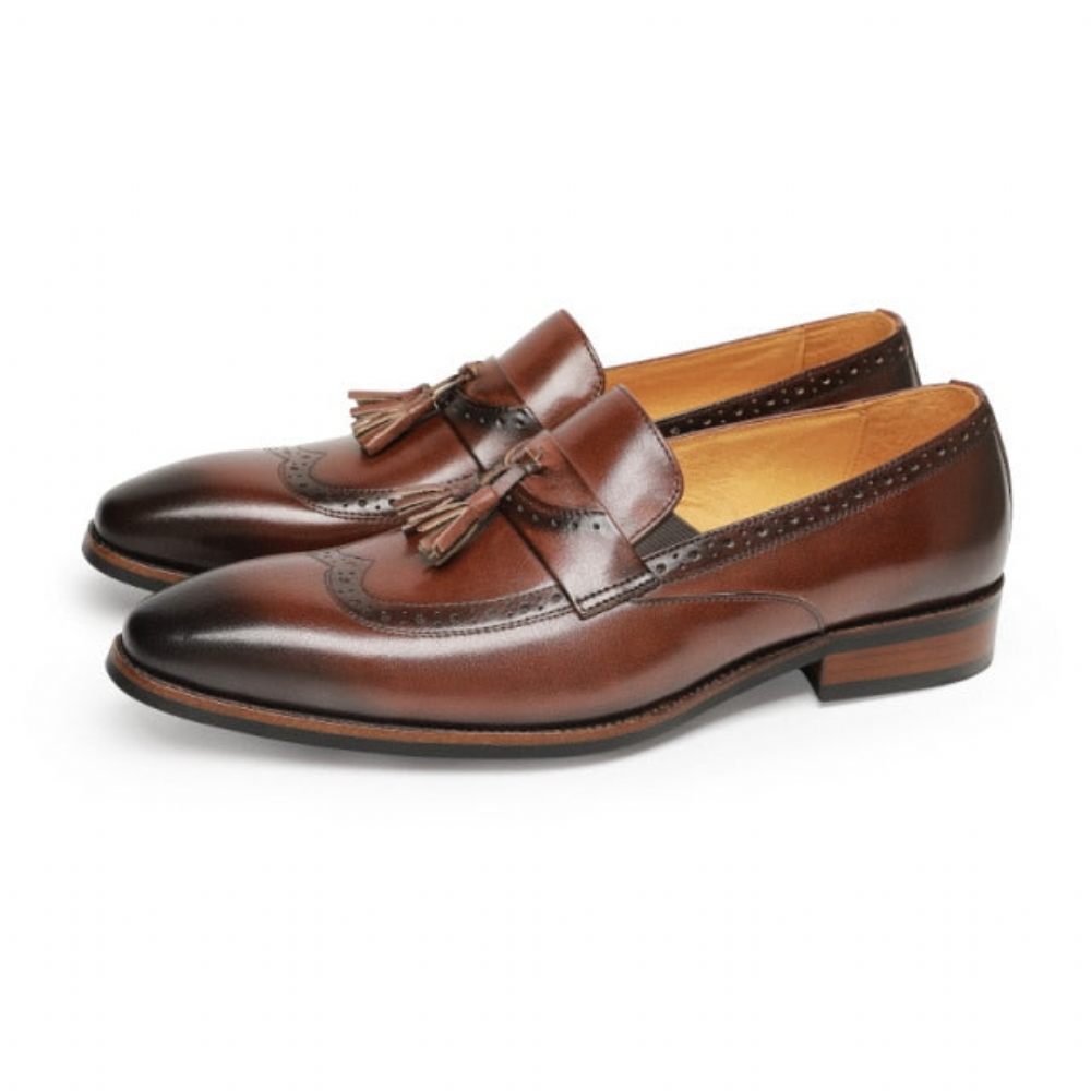 Mocassins Pour Hommes Richelieu À Enfiler Exotiques - Marron